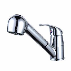 Paway Sink Faucet Head Sprayer Kitchen Sink Chrome Stainless Steel Single Handle Mixer Tap Swivel Pull Out Spray Faucet Spout Silver