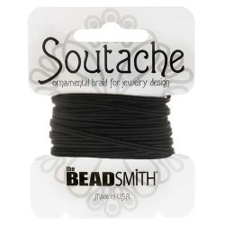 Beadsmith Soutache Braided Cord 3MM Wide - Black 3 Yard Card