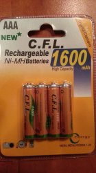 Aaa Rechargeable Batteries - Pack Of 4 1600 Mah