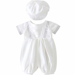 Glamulice Infant Baby Boy Christening Baptism Outfit Christening Romper Baptism Clothes 6M 6-12 Months B-white