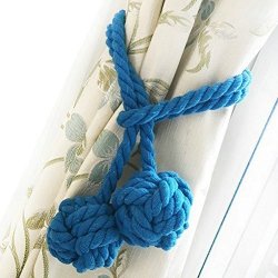 BESTOMZ Hand Curtain Rope Rural Cotton Rope Tie Band For Beach Decor Rooms Blue