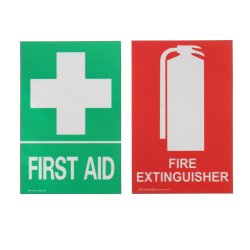 First Aid 100X66MM Fire Extinguisher Pvc Sticker Sign Decal Set Ohs Whs