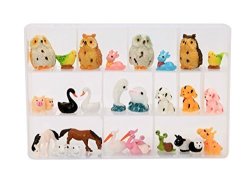 32 Pcs Miniature Ornament Dollhouse Fairy Garden Animal Zoo Set