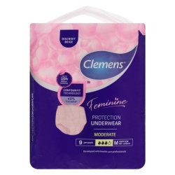 Clemens Feminine Protective Underwear Medium 9 Pack
