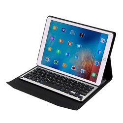 Nesee Bluetooth Keyboard Case For Apple Ipad Pro 10.5 Aluminum Wireless Bluetooth Keyboard + Leather Case Black