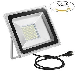 100W LED Flood Light Oshide Cool White 3-PLUG Floodligth Super Bright Outdoor&indoor Waterproof Security Light Landscaping Construction Spot Light Pack Of 1