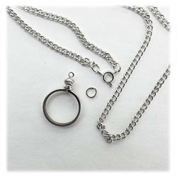 Coin Holder Bezel Dime Usa 10 Cent Silver Tone Link Necklace 20" Chain Kit Parts