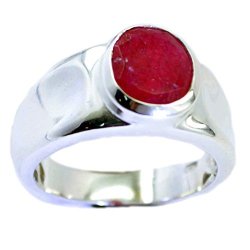 55CARAT Genuine Indian Ruby Sterling Silver Ring For Women Oval Shape Birthstone Size 5 6 7 8 9 10 11 12