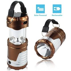 Yuedge Camping Lantern - Solar Rechargeable Collapsible LED Camping Light & Lantern Flashlights For Camping Hiking Fishing Workshop Survival Emergency Gold