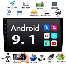 Android 9.1 Double Din 10.1" Car Stereo Receiver 2.5D HD Capacitive Touch Screen Car Radio Support Gps Navigation Rear View Camera&android Ios Mirro