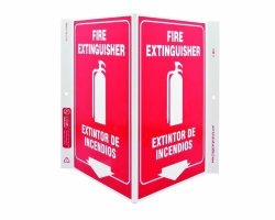 Zing 2614 Eco Safety V Sign Fire Extinguisher Bilingual 11HX7WX5D Recycled Plastic