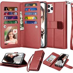 Njjex Wallet Case For Iphone 11 Xi For Iphone 11 Case 6.1" 9 Card Slots Pu Leather Id Credit Holder Folio Flip Detachable Kickstand