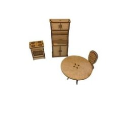 Wooden Doll House Furniture Magnolia - Stove Cabinet Kitchen Set