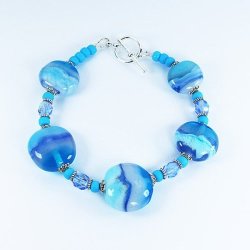 Murano Glass Bead Bracelet Frozen Sea