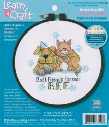 Dimensions Learn-a-craft "best Friends Forever" Stamped Cross Stitch Kit 6-INCH
