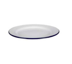 Plate Enamel 20CM Dinner With Dark Blue Trim - 3PACK