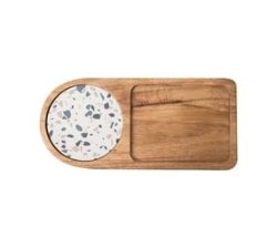 Wooden Bamboo Pallet Tray With Ceramic Cup Coaster ID-84