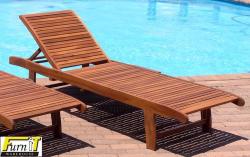 Pool Lounger- Adjustable With Tray - Solid Wood
