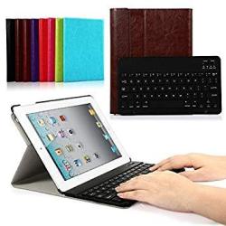 Coastacloud Ipad 2 3 4 Really Thin Smartshell Stand Cover With Magnetically Detachable Wireless Bluetooth Keyboard Case For Apple Ipad 2 3 4 Brown