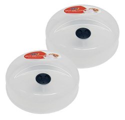 Set Of 2 Click Plastic Microwave Plate Cover With Cooling Vent 11.6"X3.75" Perfect For Large Or Square Plates