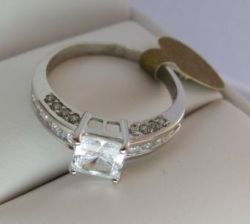In Stock 1.72 Ct Princess Cut Moissanite Engagement Ring 14k Solid White Gold Sz 7