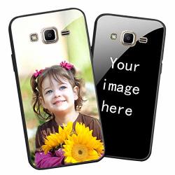 Personalized Picture Custom Tempered Glass Cellphone Cases For Samsung Galaxy J2 Prime Diy Photo Text Tempered Glass Cover Black Soft Edge Protective Bumper Case