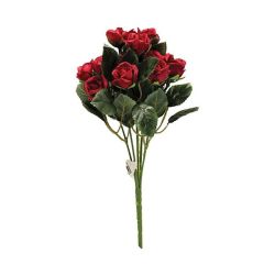 Artificial Flower Bunch - Roses - Red - 21CM - 5 Pack
