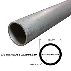 Online Metal Supply 304 Seamless Stainless Steel Pipe 3 4 Inch Nps Schedule 10S 36 Inches Long