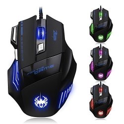 New Version Zelotes 7200 Dpi 7 Buttons LED Optical USB Wired Gaming Mouse Mice For Gamer PC Mac