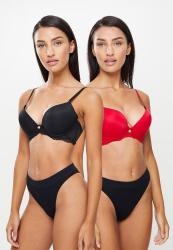 2PK Shiny MF Double Push-Up Bra With Branded Elastic Straps Tangerine /  Charcoal Kangol, South Africa