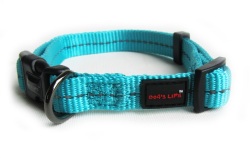 Dogs Life - Reflective Supersoft Webbing Collar - Turquoise - Extra-large