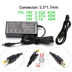 Qiouzw 19V 3.42A 65W Ac Adapter Charger For Acer Aspire E5-576G E5-575G E5-521 E5-522 E5-571 E5-571P E5-573 E5-573G E5-575 V3-571G V3-572G V3-572P E1 E11 E14