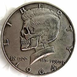 Suiwoyoujooact Fk 10 Hobo 1964 Franklin Half Dollar Skull Zombie Skeleton Hand Carved Keychain Pendant