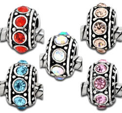 European Style - Mixed Antique Silver - Rhinestone Spacer Beads