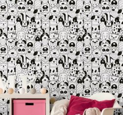 Dogs Pattern Bedroom Wallpaper