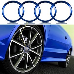 4 Pieces Blue Alloy Car Wheel Rim Center Cap Hub Rings Decoration For Audi A3 A4 A5 Q3 Q5 Q7 Tt Quattro Bmw X1