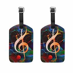 Set Of 2 Luggage Tags Music Note Space Heart Suitcase Labels Travel Accessories