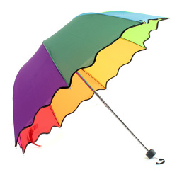 Multi Color Flouncing Dome Parasol Folding Sun rain wind Umbrella