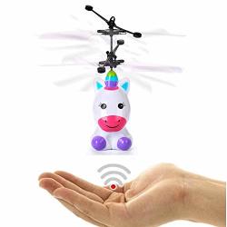 Mrocioa Flying Unicorn Toys Lights-up Rc Robot Helicopter MINI Flying Fairy Toy Outdoor Indoor For Boys And Girls Infrared Induction