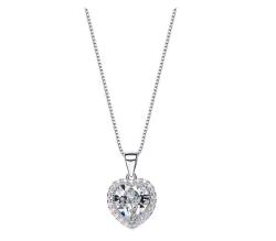 925 Sterling Silver Birthstone Heart Necklace Embellished With Swarovski Crystals - April