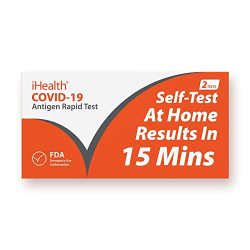 Ihealth COVID-19 Antigen Rapid Test 2 Tests Per Pack Fda Eua Authorized Otc At-home Self Test Results In 15 Minutes With Non-invasive Nasal Swab