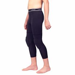 Deals on Leao Youth Boys 3 4 Compression Pants With Knee Pads Cool