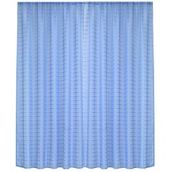 Matoc Readymade Curtain -grid Voile -blue -taped -285CM W X 250CM H