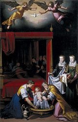 CaylayBrady Oil Painting 'pantoja De La Cruz Juan El Nacimiento De La Virgen 1603 ' Printing On Polyster Canvas 16 X 25 Inch 41