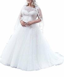 Bridal Dress Sheer Plus Size Wedding Dress Tulle Bridal Gown For Women S Ivory