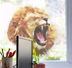 Angry Lion Head Window Decal