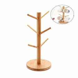Shan Wanlian Bamboo Cup Holder Wooden Shelf Solid Wood Cup Holder Ornament Holder Cup Hook Cup Holder Tree Coffee Cup Holder With 6 Hooks