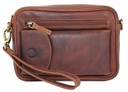 Bag Wrist Leather For Men Women Shoulder Genuine Leather Purse Travel Organizer Crossbody Handmade Vintage With Phone Pocket Brown Buffalo