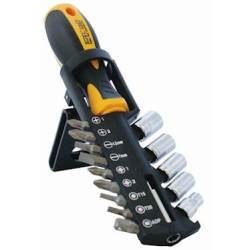 Set Screwdriver 15PC With Bits Sockets And Belt Clip
