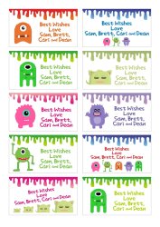 Adhesive Gift Labels - Monsters - 50